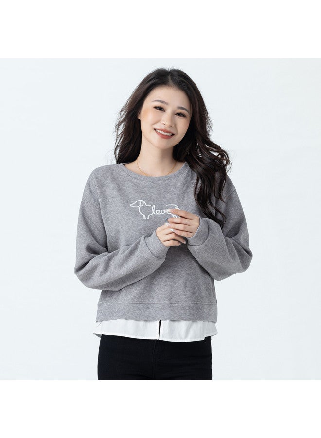 Tucano New Autumn And Winter Style Fake Two-Piece Women'S Hoodie, Loose Round Neck Design For Spring And Autumn, Can Be Worn As Outerwear, High-End Feel Women'S Hoodie - Image 2