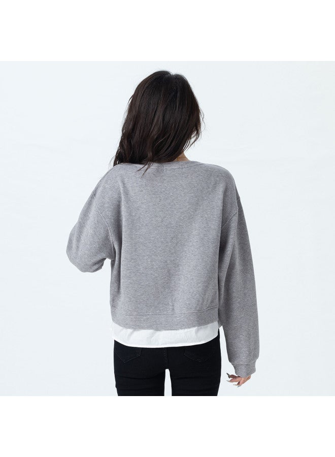 Tucano New Autumn And Winter Style Fake Two-Piece Women'S Hoodie, Loose Round Neck Design For Spring And Autumn, Can Be Worn As Outerwear, High-End Feel Women'S Hoodie - Image 5