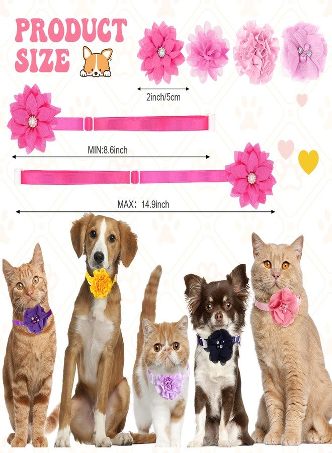 Reginary 100 Pcs Dog Collar Flowers Bulk Flowers Pet Bows Floral Cat Accessory Adjustable Nylon Multicolor Pet Bowties Floral Collar for Small Pets - Image 3