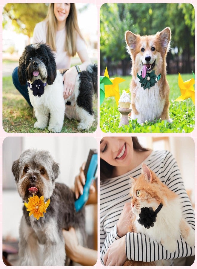 Reginary 100 Pcs Dog Collar Flowers Bulk Flowers Pet Bows Floral Cat Accessory Adjustable Nylon Multicolor Pet Bowties Floral Collar for Small Pets - Image 4
