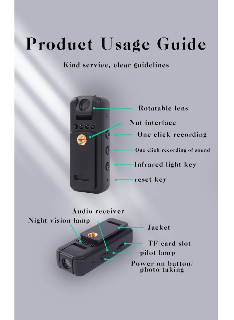 GULFLINK 1080P 12MP Mini Body Worn Cam With Night  5h Recording, 1000mAH Battery Wearable Mini Camcorder, Pocket Video Recorder - Image 5
