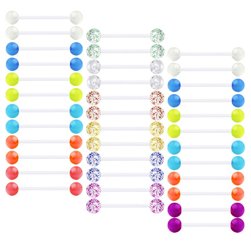 MODRSA Plastic Nipple Rings Tongue Rings for Women Men Nipplerings 14G Piercing Barbell Plastic Flexible Nipple Bars Tongue Bar Glow in The Dark 18mm 3/4"