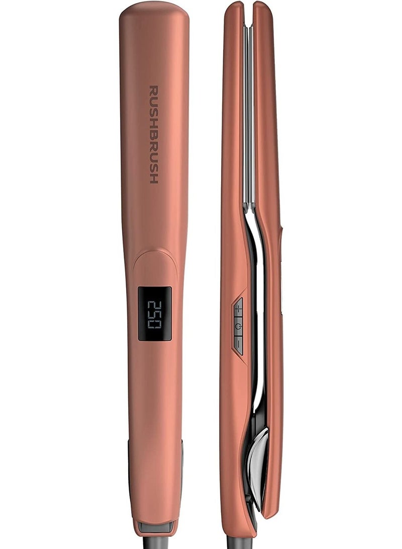 Rush Brush X2 Max Straightener Titanium Plates 250°C 18 Heat Level MHM Plate Fast Heating - Rose Gold - Image 1