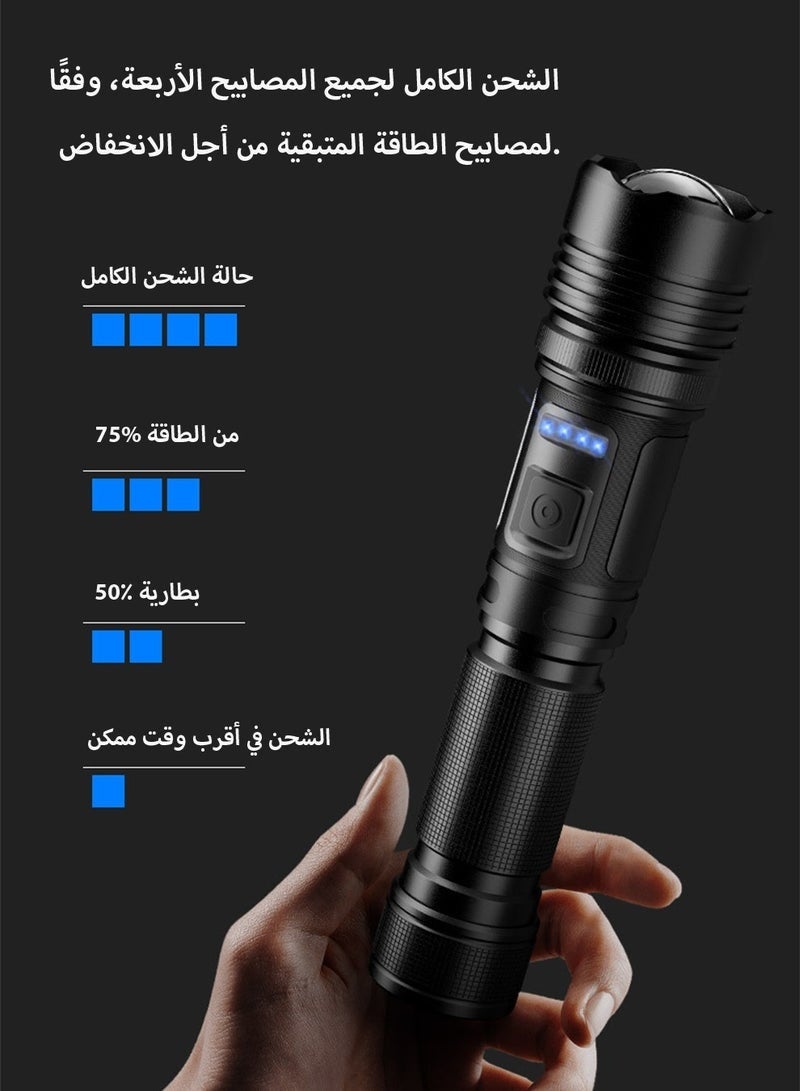 Bukela Super Bright 20000 High Lumens Led Flashlight Rechargeable 7 Modes Zoomable Torch With COB Side Light Type-C Fast Charging IPX67 Waterproof Power Display Flashlights Tail with Super Strong Magnet for Emergencies Hiking Camping - Image 3