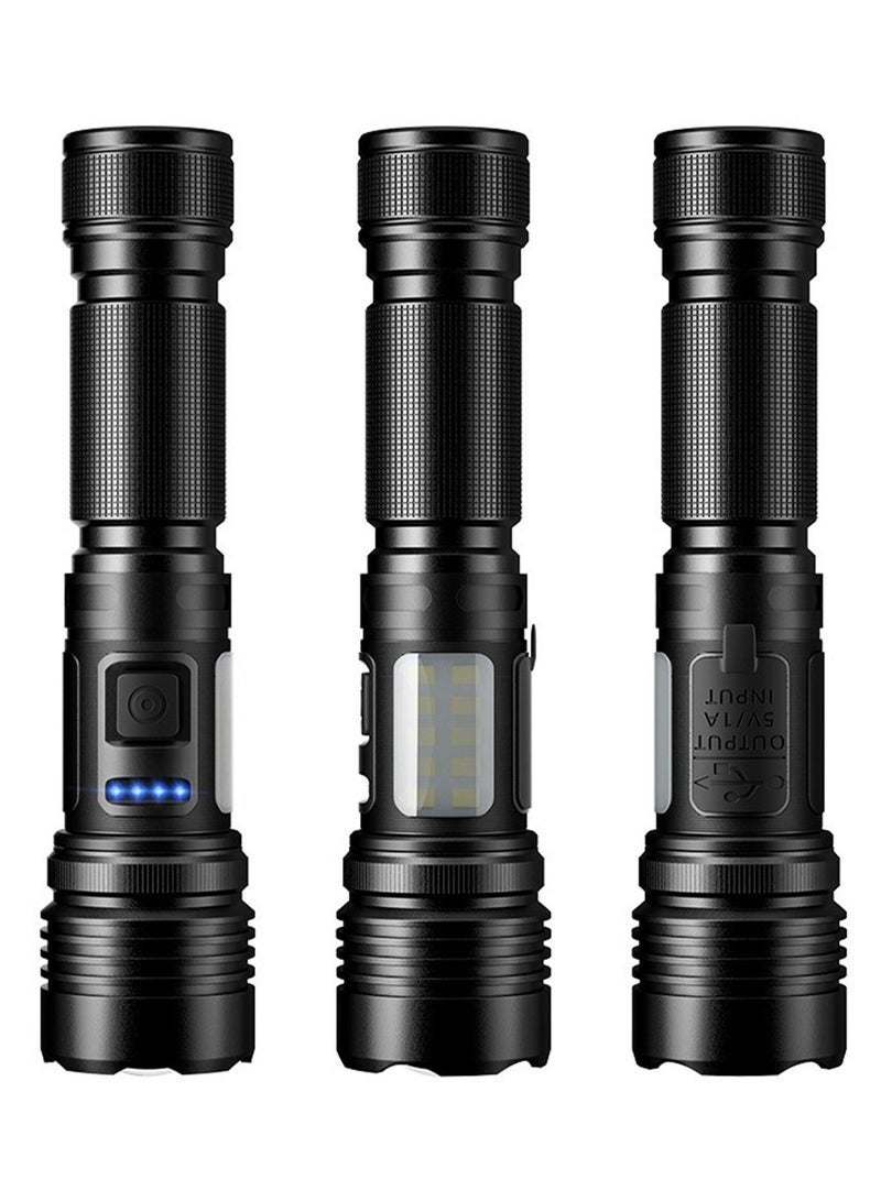 Bukela Super Bright 20000 High Lumens Led Flashlight Rechargeable 7 Modes Zoomable Torch With COB Side Light Type-C Fast Charging IPX67 Waterproof Power Display Flashlights Tail with Super Strong Magnet for Emergencies Hiking Camping - Image 2