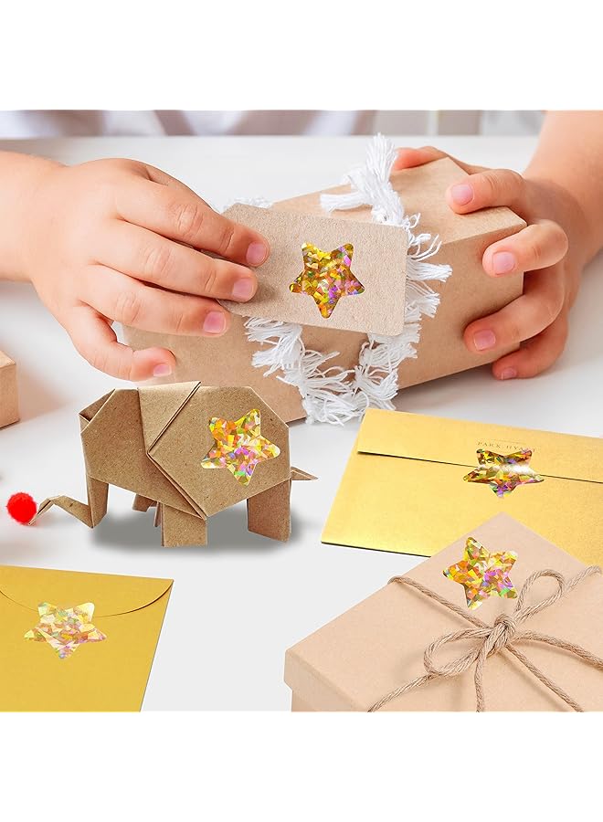 erorex 500 Pcs Holographic Glitter Star Stickers Self Adhesive Metallic Silvery Foil Stickers Reflective Sparkly Star Stickers Reward Behavior Chart Labels For Kids Students Teachers Gold - Image 4