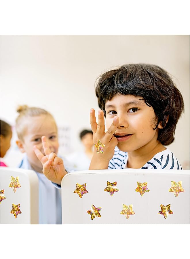 erorex 500 Pcs Holographic Glitter Star Stickers Self Adhesive Metallic Silvery Foil Stickers Reflective Sparkly Star Stickers Reward Behavior Chart Labels For Kids Students Teachers Gold - Image 5