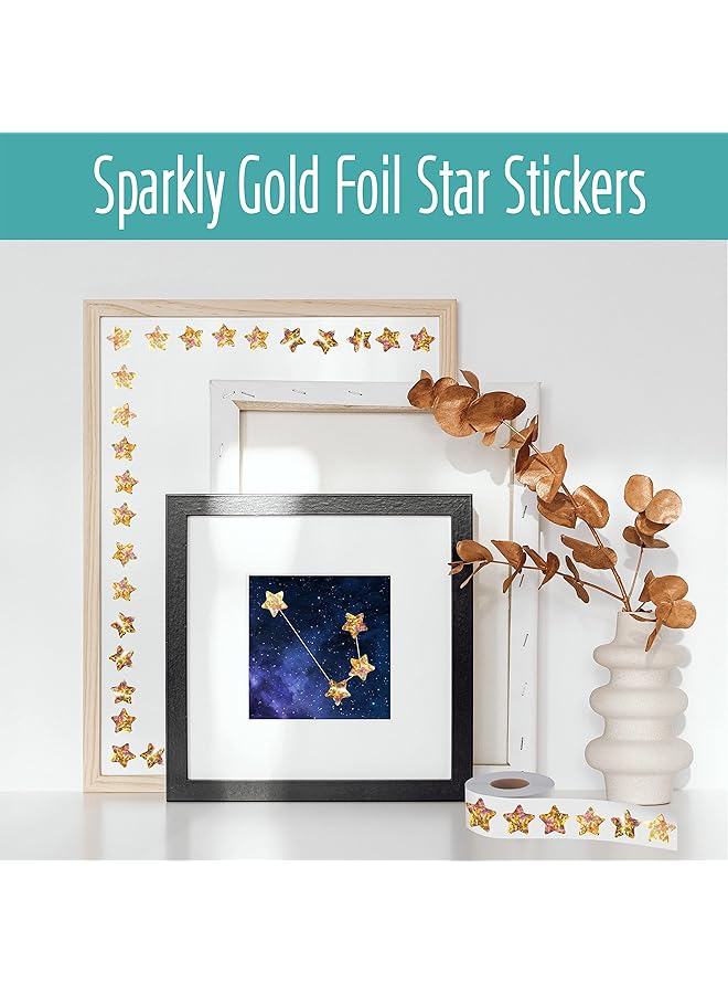 erorex 500 Pcs Holographic Glitter Star Stickers Self Adhesive Metallic Silvery Foil Stickers Reflective Sparkly Star Stickers Reward Behavior Chart Labels For Kids Students Teachers Gold - Image 3