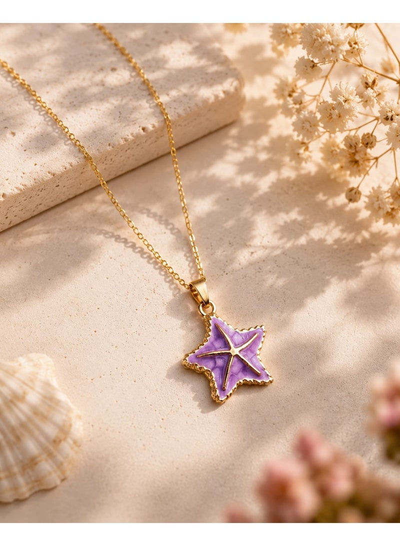 Shein The Waterproof Pure 316 Stainless Steel Starfish Necklace - Free Size, A Statement of Marine Elegance - Image 2