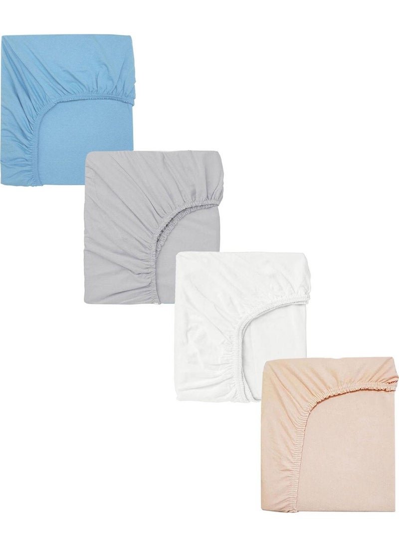 Cotenconcept 4 Pieces Cotton and Elastic 60 x 120 cm Combed Cotton Baby Sheet  - Image 1