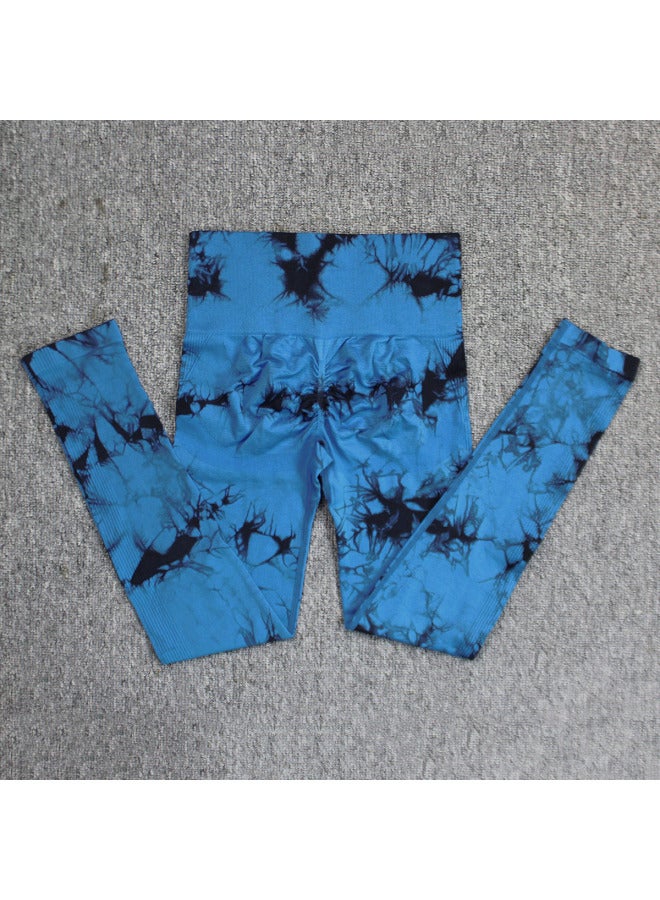 Seamless Smiley Tie-dye Yoga Pants High Waist Peach Hip Tight Pants High Elastic Fitness Pants