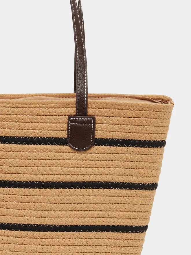 ستايلي حقيبة توت مخططة كاكي من Styli