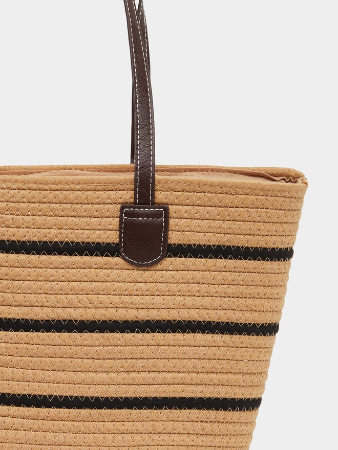 ستايلي حقيبة يد مخططة كاكي ستايلي - Image 3