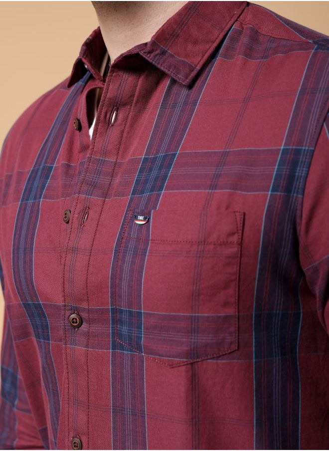 The Indian Garage Co Men Slim Fit Checkered Full Sleeves Cutaway Collar Casual Shirt  - Image 4