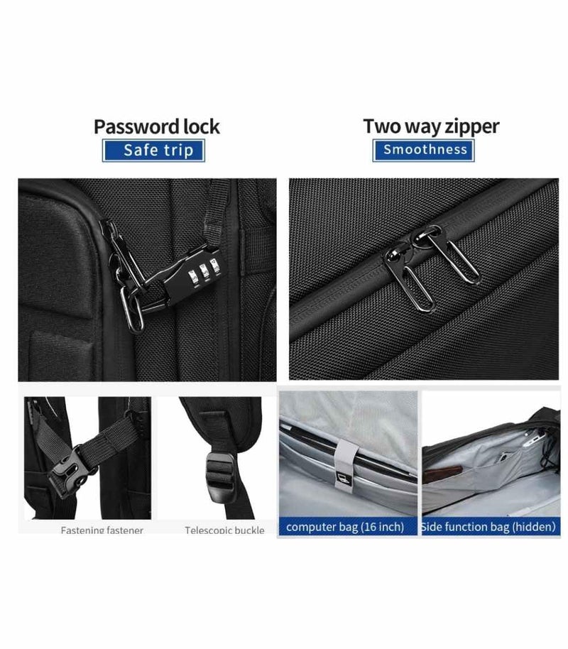 OZUKO حقيبة ظهر للسفر للجيم والمشي والتخييم والسفر للأعمال بتصميم مضاد للسرقة سعة 52 لتر تخزين أحذية كبيرة، رمادي، 9326 - Image 5
