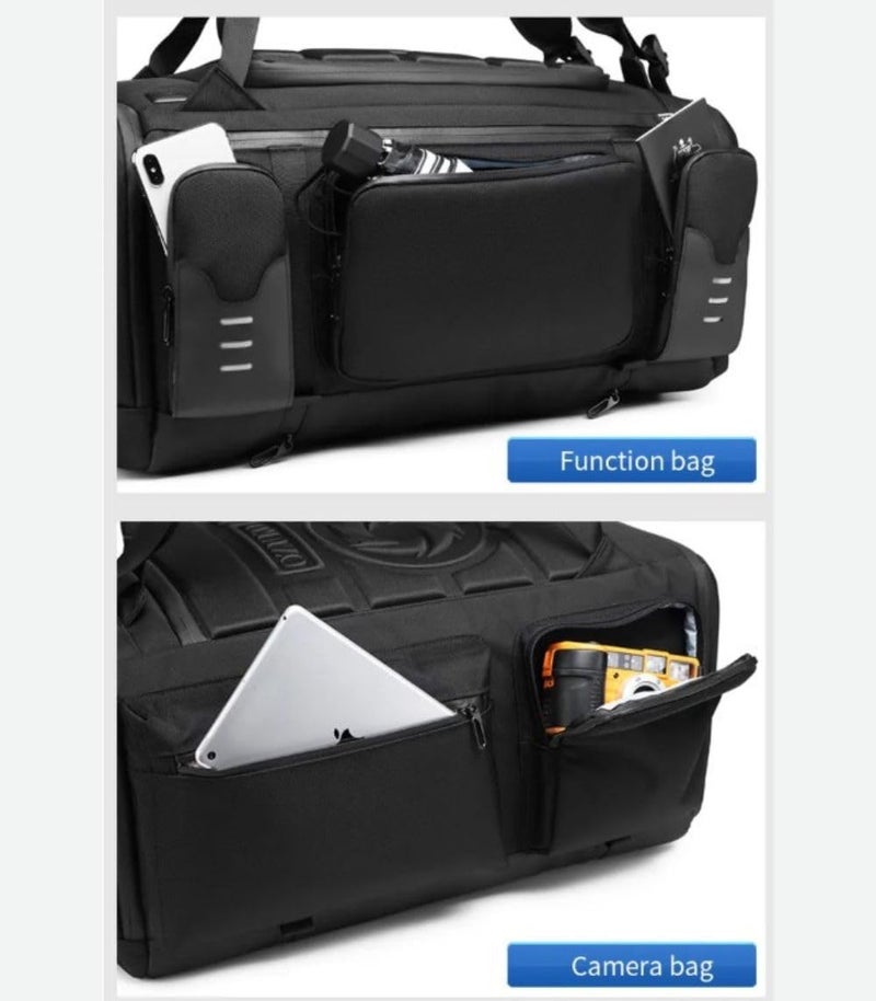 OZUKO حقيبة ظهر للسفر للجيم والمشي والتخييم والسفر للأعمال بتصميم مضاد للسرقة سعة 52 لتر تخزين أحذية كبيرة، رمادي، 9326 - Image 4