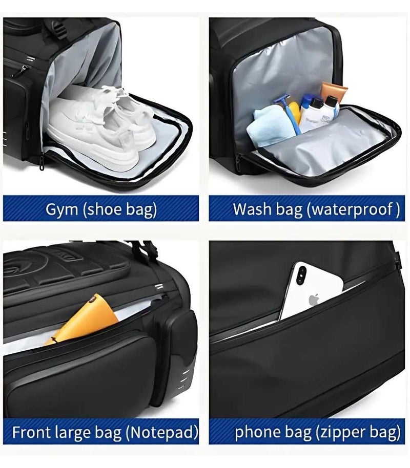 OZUKO حقيبة ظهر للسفر للجيم والمشي والتخييم والسفر للأعمال بتصميم مضاد للسرقة سعة 52 لتر تخزين أحذية كبيرة، رمادي، 9326 - Image 3