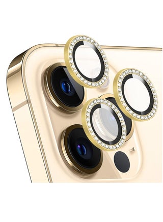 Pack Of 3 Pieces Premium Camera Lens Cover Metal Ring Protector With Tempered Glass For Apple iPhone 14 Pro And 14 Pro Max Gold Diamond - pzsku/Z3F659B98893FF1FD4E9CZ/45/_/1675432570/aacaea40-55ba-425f-a236-b7775017819b