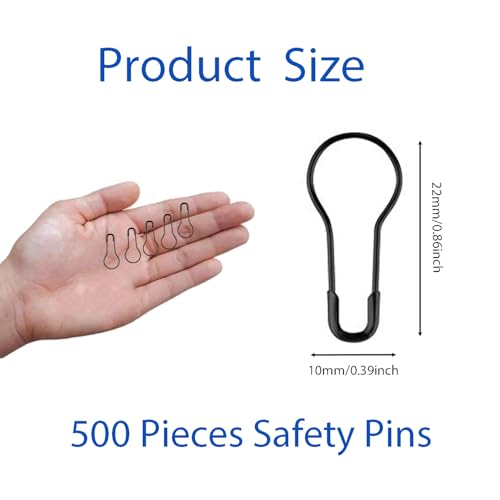 Transun Moo 500Pcs Black Safety Pins 0.8" Metal Bulb Pins Gourd Pin Clothing Tag Pins Calabash Pin for DIY Craft, Home Accessories - Image 2