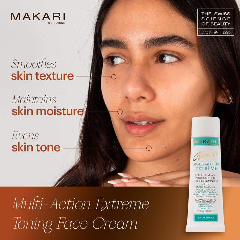 Makari Naturalle Multi-Action Extreme Moisturizing Brightening Cream (1.7 oz) | Clarifies Dark Spots and Blemishes | Protects Against Sun | Softens Skin | Recommended for Sensitive to Dry Skin Types - Image 2