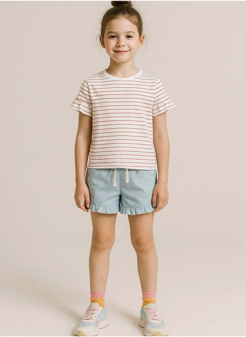 MINOTI Girls T-Shirt with Ruffle Sleeve Detail