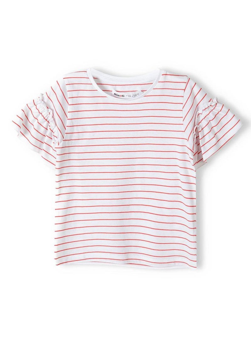 MINOTI Girls T-Shirt with Ruffle Sleeve Detail - Image 2