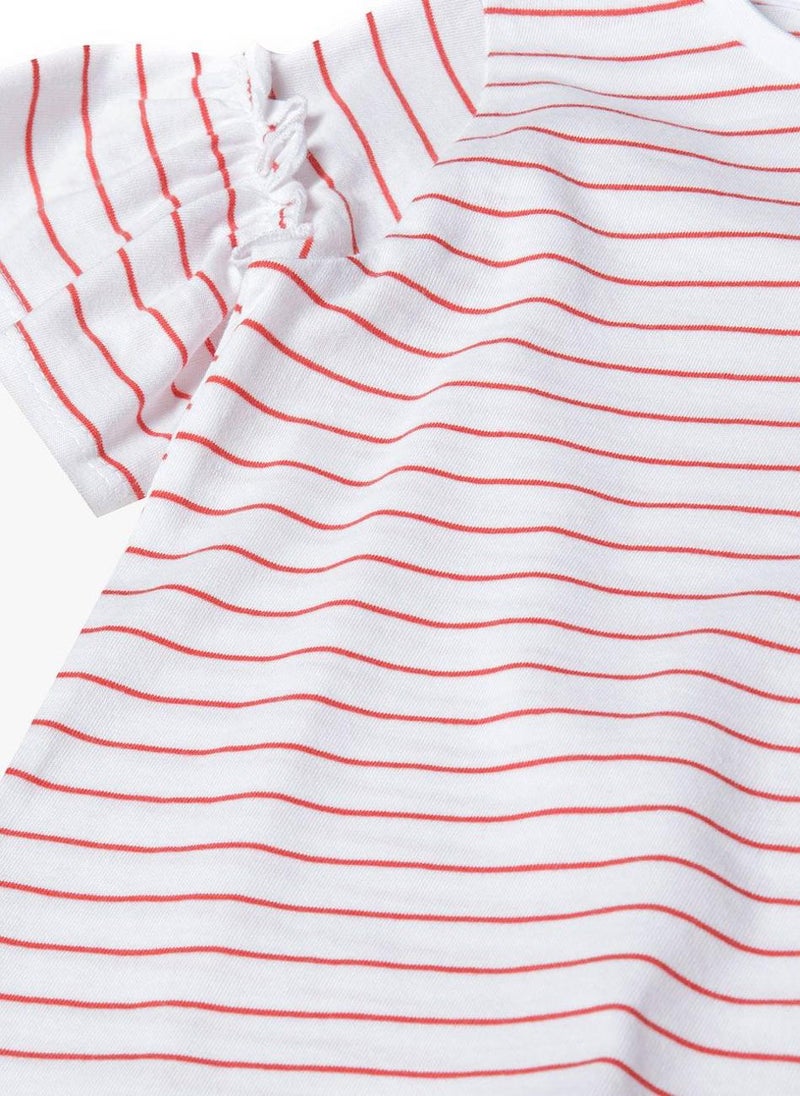 MINOTI Girls T-Shirt with Ruffle Sleeve Detail - Image 4