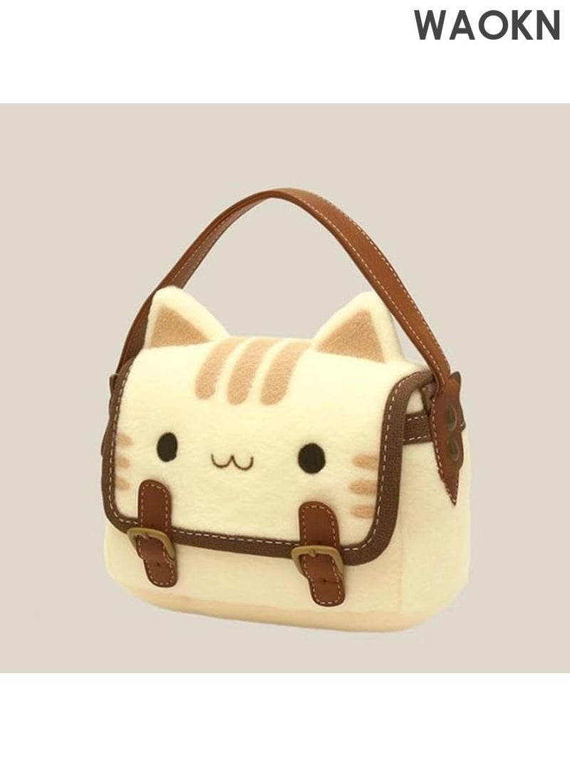 WAOKN Women's plush cat toy bag, cute cat messenger bag | Cute plush cat toy messenger bag | Women's multi-purpose plush animal messenger wallet for coins and cosmetics - Image 3