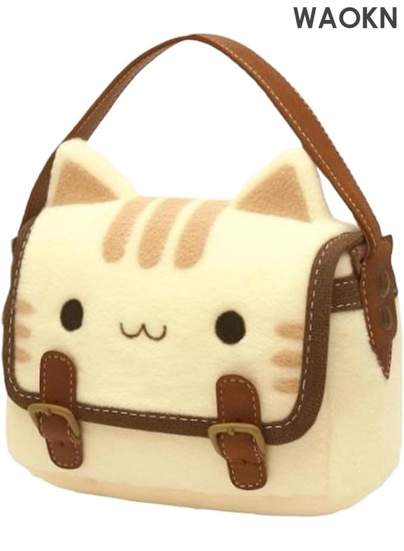 WAOKN Women's plush cat toy bag, cute cat messenger bag | Cute plush cat toy messenger bag | Women's multi-purpose plush animal messenger wallet for coins and cosmetics - Image 1