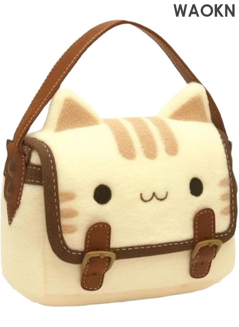 WAOKN Women's plush cat toy bag, cute cat messenger bag | Cute plush cat toy messenger bag | Women's multi-purpose plush animal messenger wallet for coins and cosmetics - Image 4