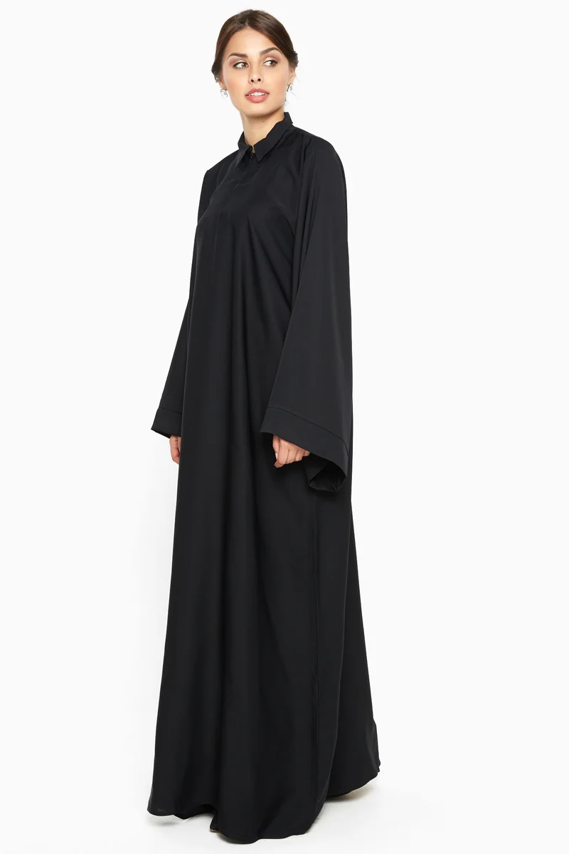 النخبة Black high color abaya