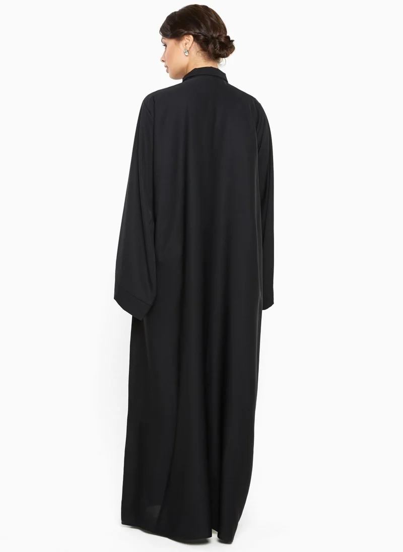 النخبة Black high color abaya