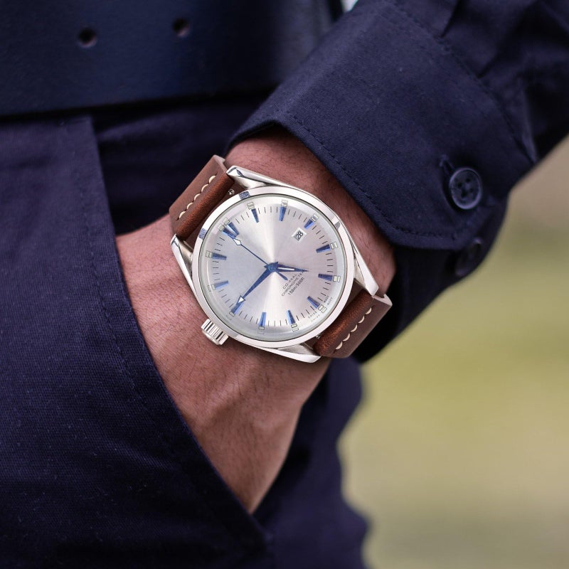 WOCCI 20mm Old-fashioned Watch Band for Men, Top Grain Leather, Silver Brushed Buckle (Pecan Brown) - Image 5