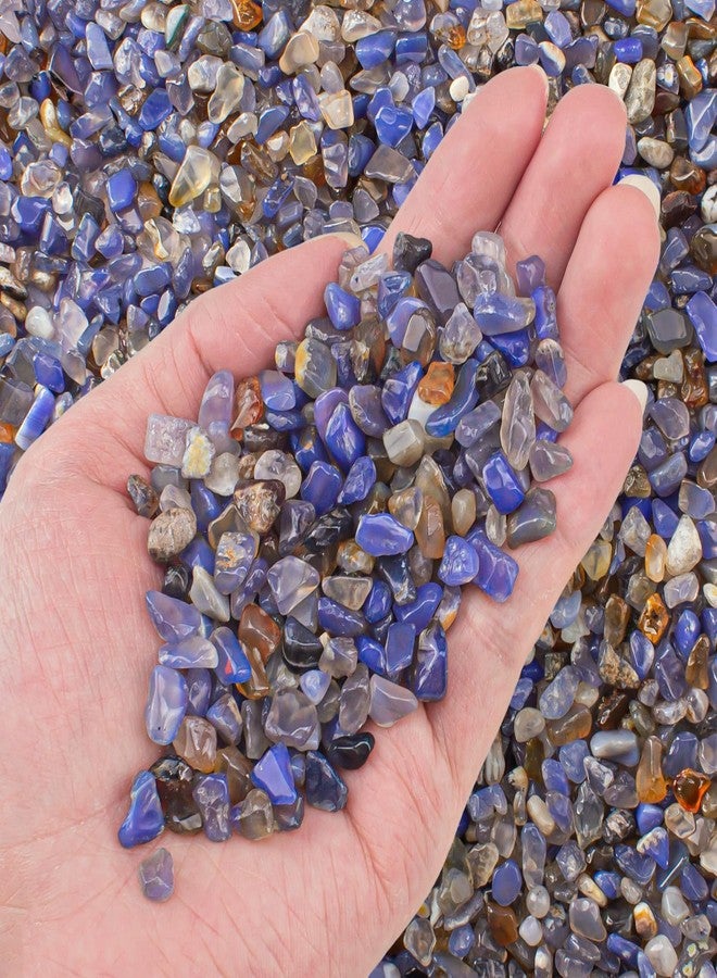 EZEELAI 0.5 Lb/230g Blue Agate Crushed Stone Tumbled Chips Bulk, Natural Polished Aquarium Gravel Rocks Crystals Stones Decorative Fish Tank Pebbles Vase Filler - 5-7mm - Image 1