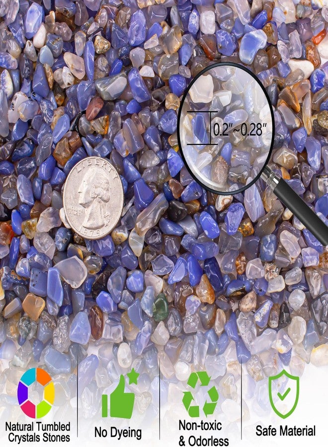 EZEELAI 0.5 Lb/230g Blue Agate Crushed Stone Tumbled Chips Bulk, Natural Polished Aquarium Gravel Rocks Crystals Stones Decorative Fish Tank Pebbles Vase Filler - 5-7mm - Image 2