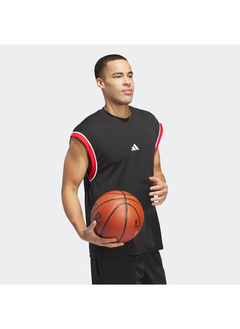 Adidas BLACK/REDSLD Basketball All World Sleeveless Tank Top for Men | Best Price UAE