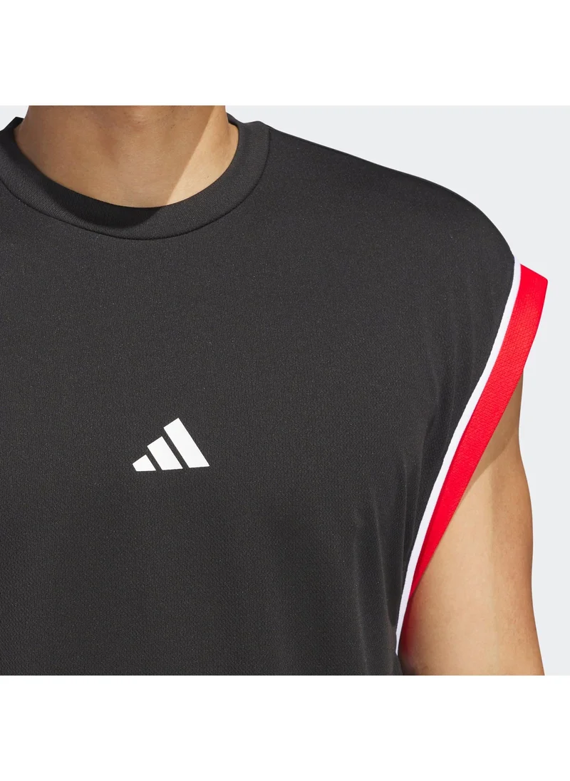 Adidas BLACK/REDSLD Basketball All World Sleeveless Tank Top for Men | Best Price UAE
