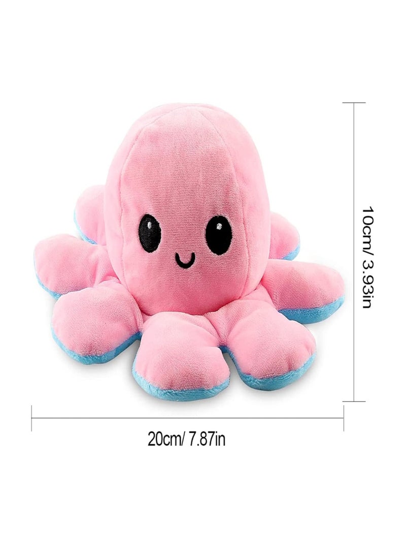 ECVV - ECVV Reversible Plushie Plush Emotion Mood Octopus Toy Flip Moody Happy Sad Angry Inside Out (Pink-Blue) - Image 1