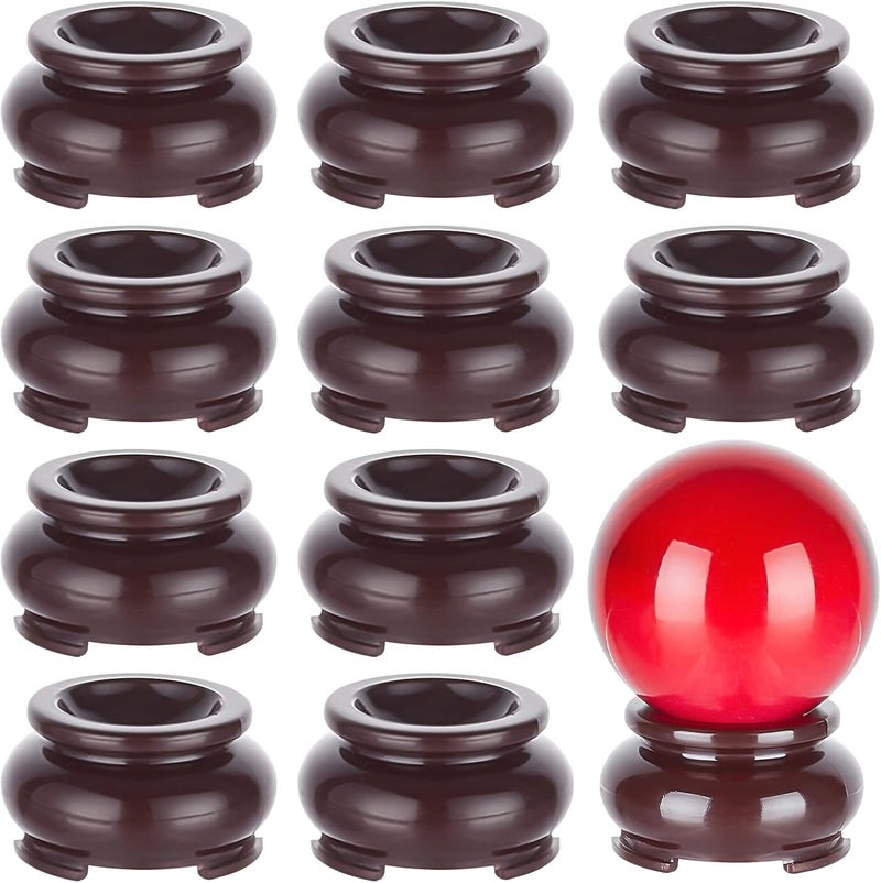 beinkmake 10pcs Crystal Sphere Holder Stand Imitation Wood Crystal Display Holder Decorative Ball Stand Egg Holders for Ball Base Display Pedestals Globe Decor - Image 1
