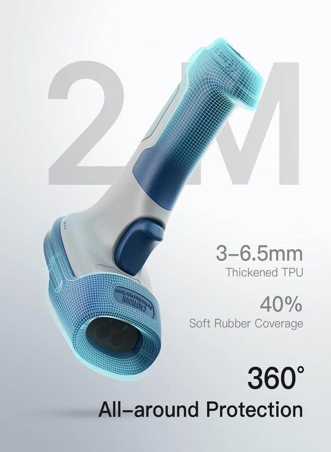 Inateck Bluetooth Barcode Scanner, 2D Wireless Barcode Scanner, Bluetooth 5.0 and 2.4Ghz Adapter, 3 in 1 Reader, Support GS1 Barcode, BCST-73 Blue White - Image 5