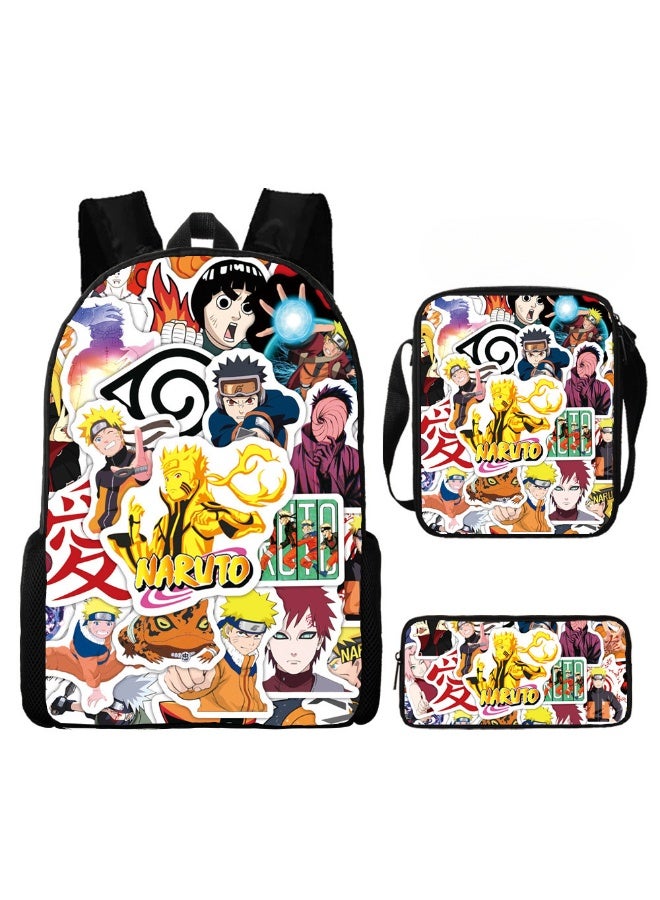 NARUTO backpack pencil case satchel three-piece suit men and women leisure sports travel backpack student school backpack - Image 1