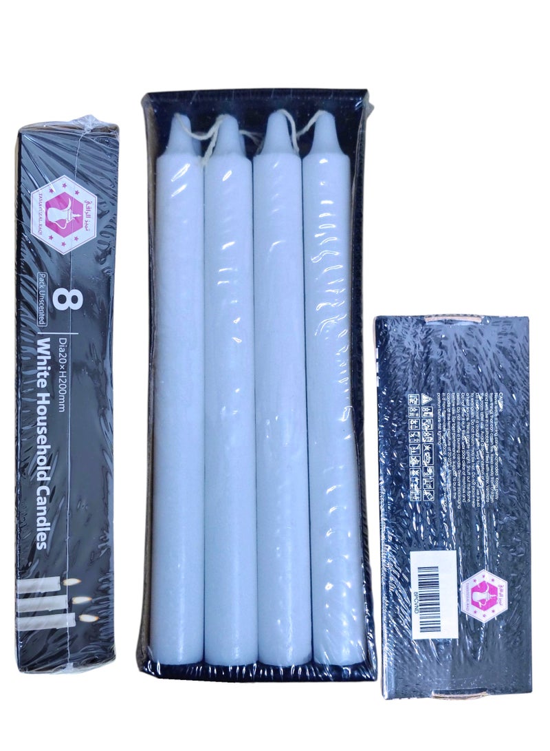 VENDIX Classic White Candles, Height 19cm, Diameter 1.3cm, Set of 8, Wedding and Dinner Table Decor  - Image 4