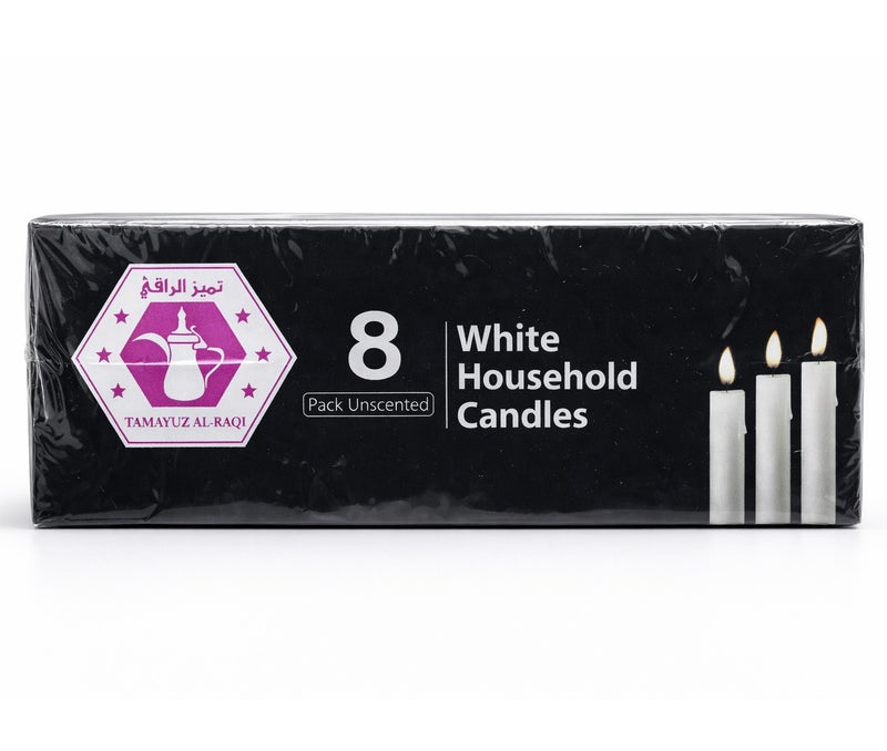 TAMAYUZ AL-RAQI Classic Candles 8pcs White Household Candle, Height 20cm, Diameter 2cm, ideal for Wedding and Dinner Table - Image 3