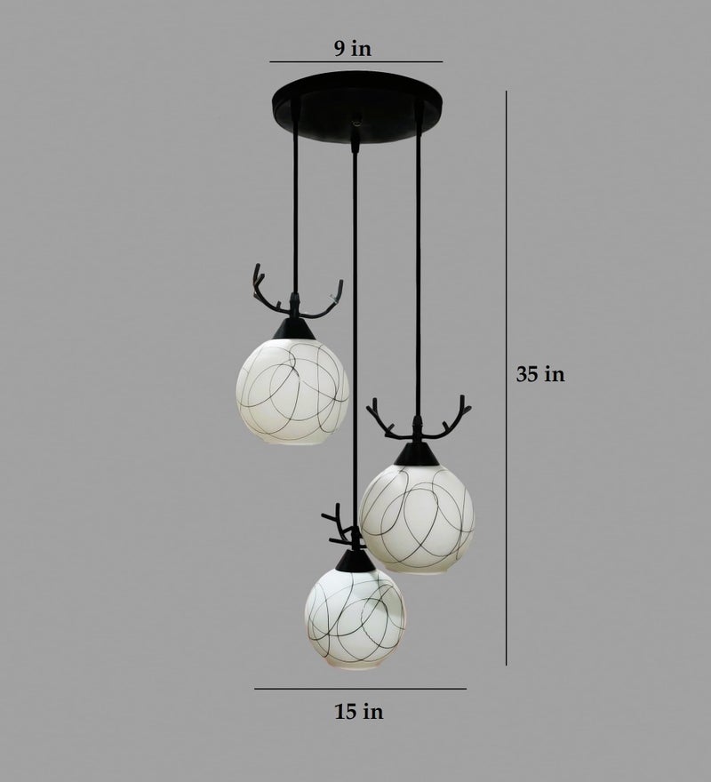 Lyse Decor Milky Ball Globe Ceiling Hanging Pendent Light - White,60Watts,Glass(AC/DC) - Image 3