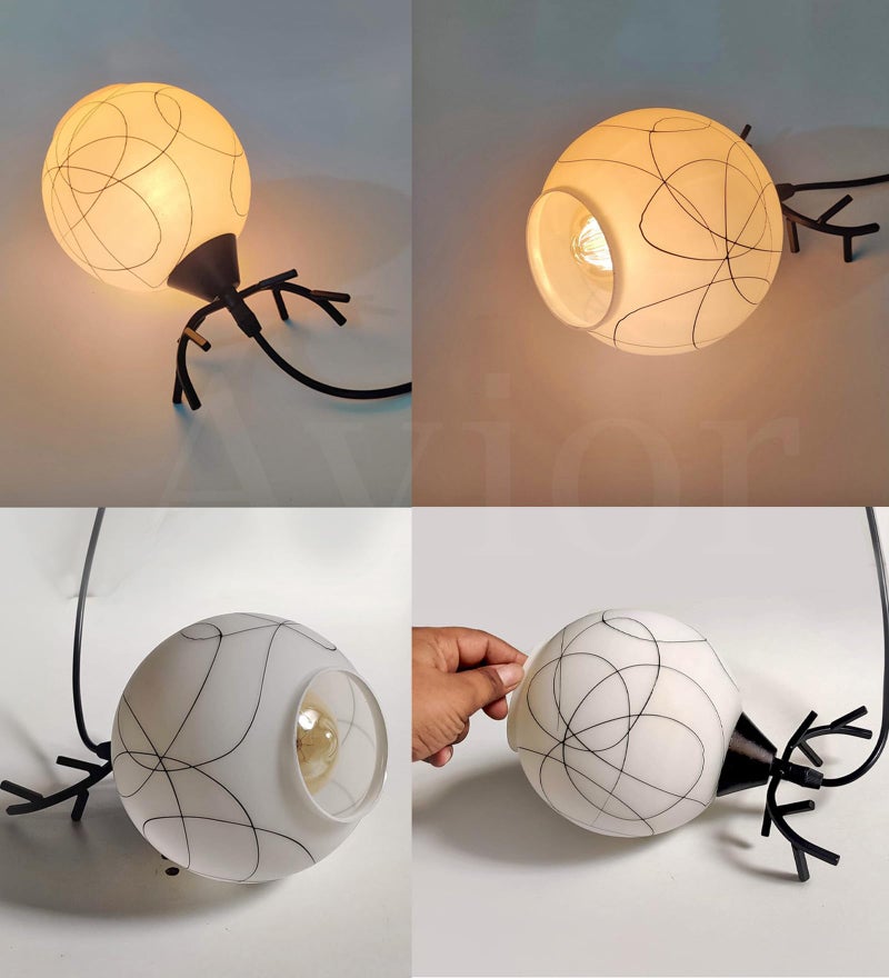 Lyse Decor Milky Ball Globe Ceiling Hanging Pendent Light - White,60Watts,Glass(AC/DC) - Image 5