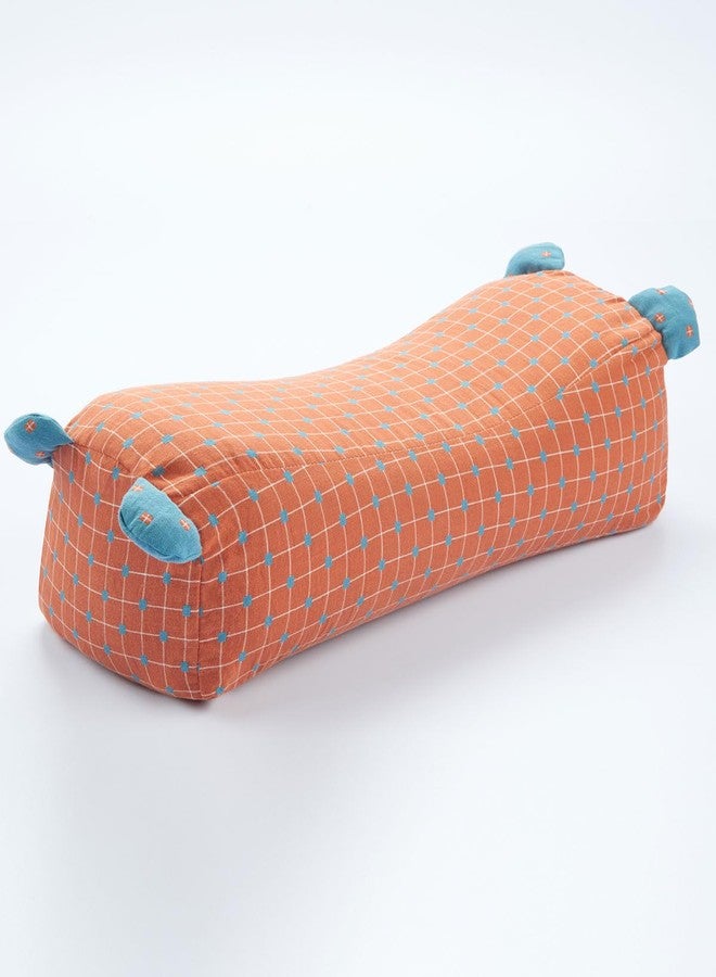 EDMILE Buckwheat Hull Pillow, Firm Buckwheat Roll Pillow Neck Spine Support, Customizable Thickness Firmness, Cooling Buckwheat Hulls Pillow, As a Lumbar Support for Bed, Orange Red 17"X7" - Image 1