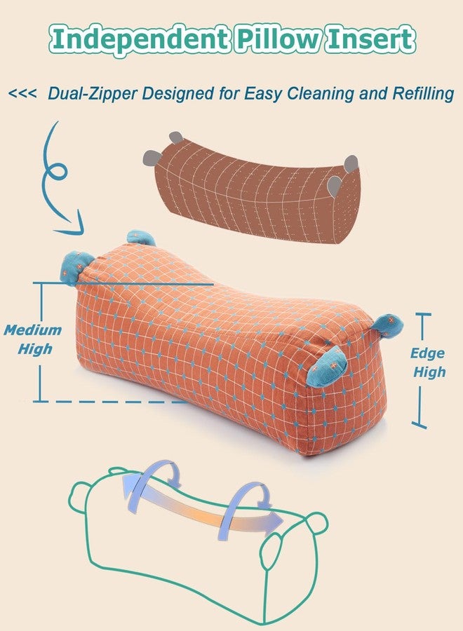 EDMILE Buckwheat Hull Pillow, Firm Buckwheat Roll Pillow Neck Spine Support, Customizable Thickness Firmness, Cooling Buckwheat Hulls Pillow, As a Lumbar Support for Bed, Orange Red 17"X7" - Image 3