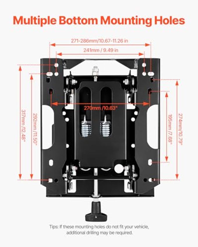 VEVOR Seat Suspension Kit Without Seat Slider Track, Universal Air Ride Seat Suspension For Zero Turn Lawn Mower, Adjustable Tractor Seat Suspension kit Compatible With Forklift, Bulldozers Seat - Image 3