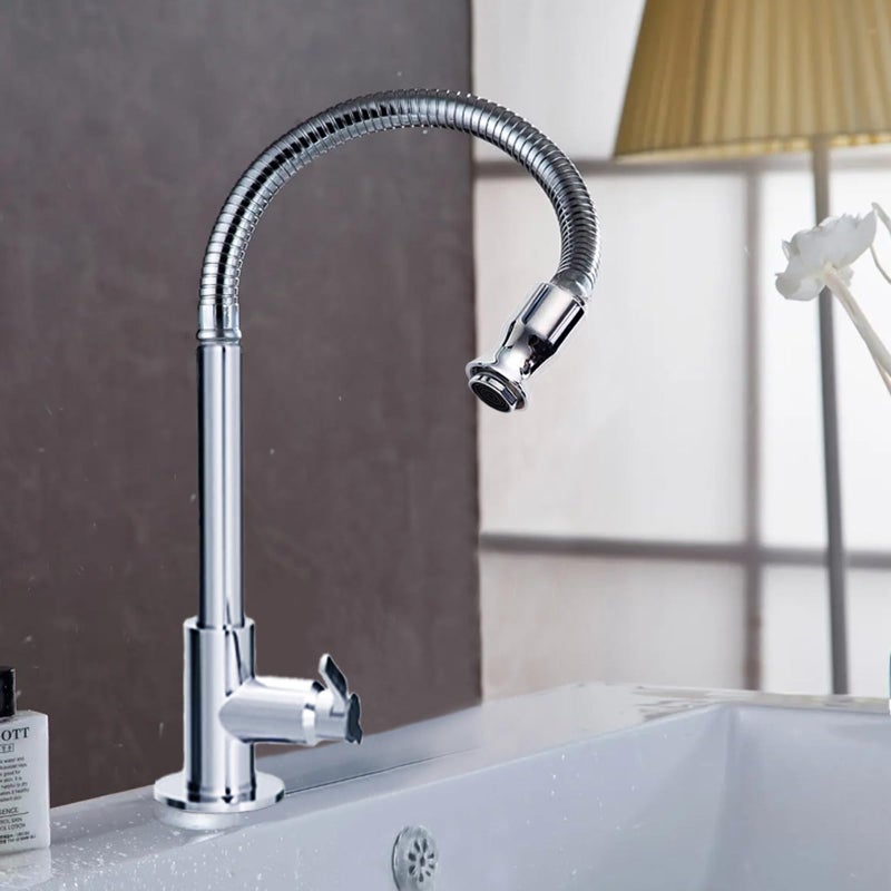 Inchant Single Lever Flexible Pull Out Kitchen Water Tap Sink Faucet Single-Tube Cold Water Basin Taps Vanity Vessel Faucets Deck Mount Chrome Finish - Image 2