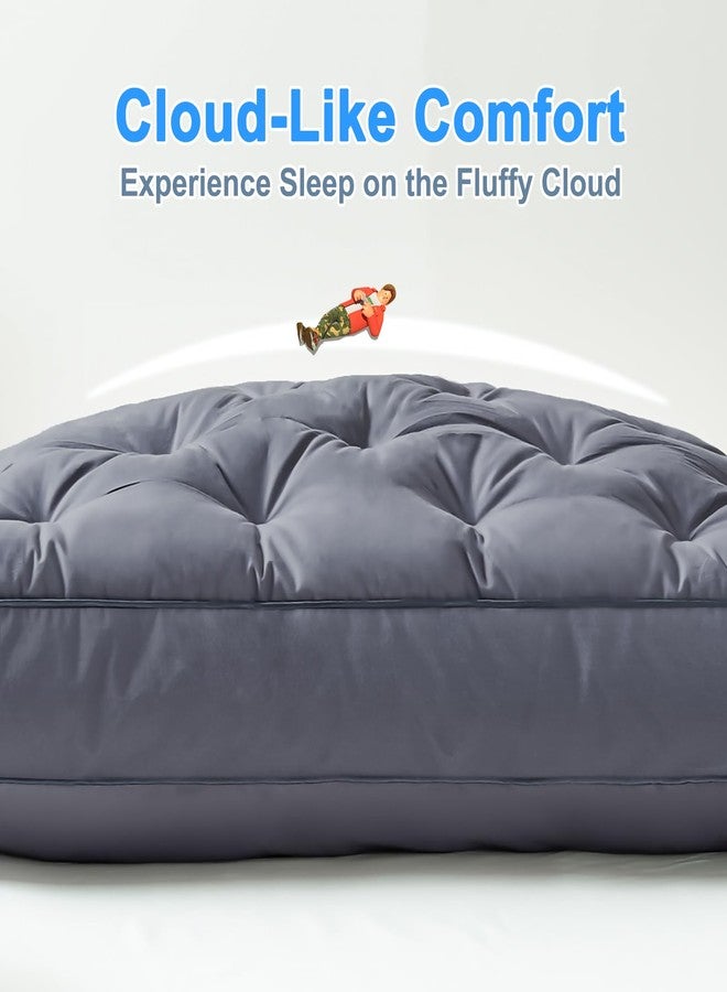 YOUR MOON Extra Soft Support Pillows Standard Size, Luxury Fluffy Down Alternative Pillow for Sleeping, Medium Thick Pillows, 100% Cotton Shell Bed Pillow (Gray) - Image 3